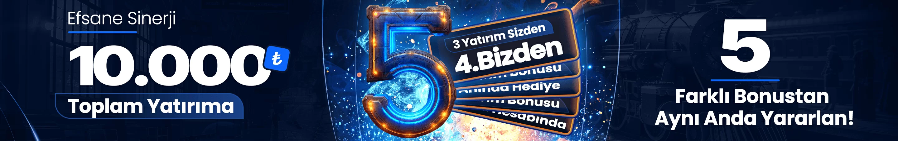 Betgar 10.000₺ toplam yatırıma 5 farklı bonustan aynı anda yararlan kampanya bannerı